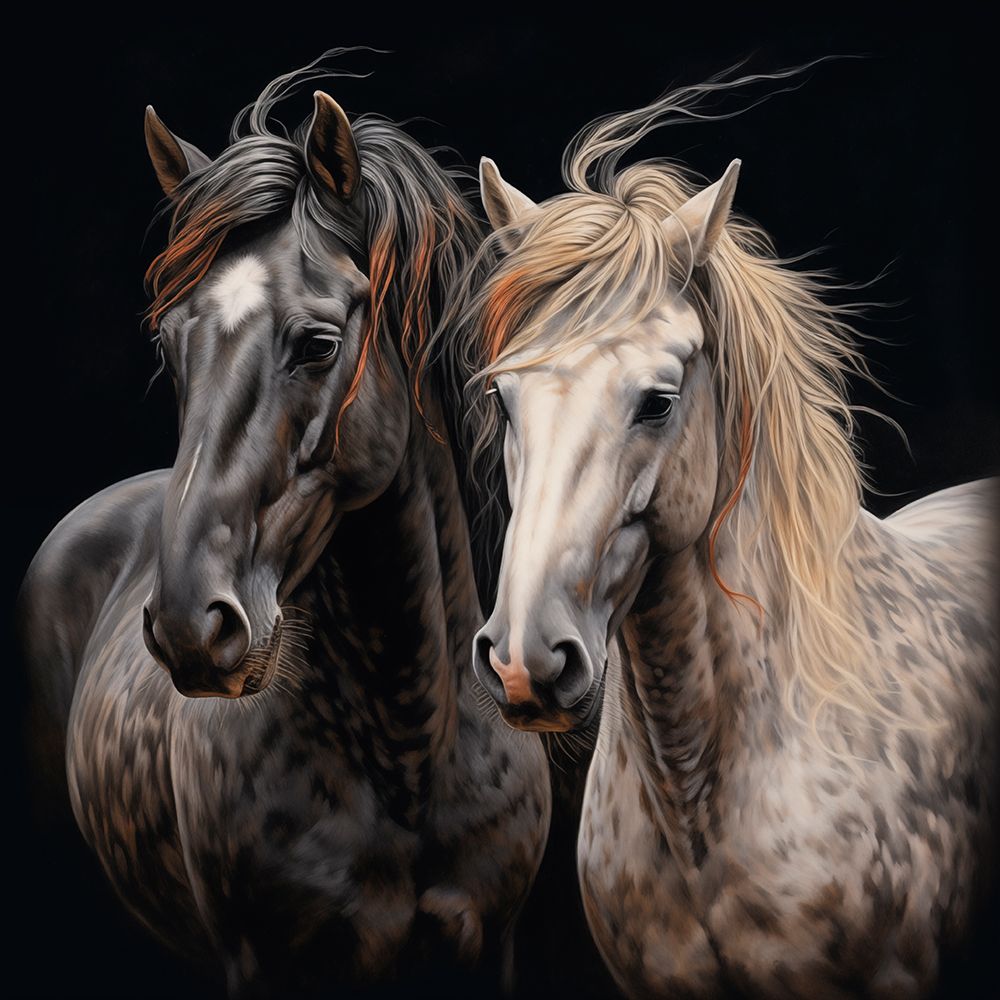 Two horses close-up.  (AI Generated)